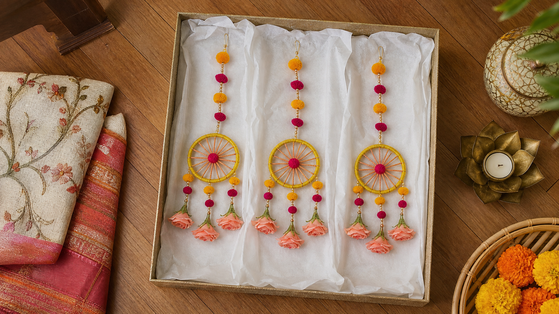 How to Hang Indian Pom-Pom Wall Hangings for Diwali (and Keep Them Up All Season Without Them Looking Limp)